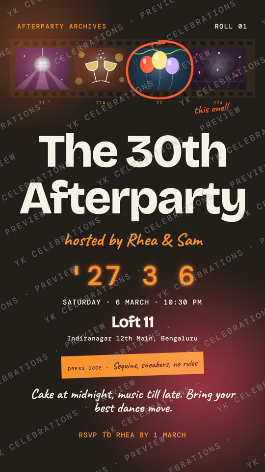 Afterparty Archives: watermarked Party invitation preview