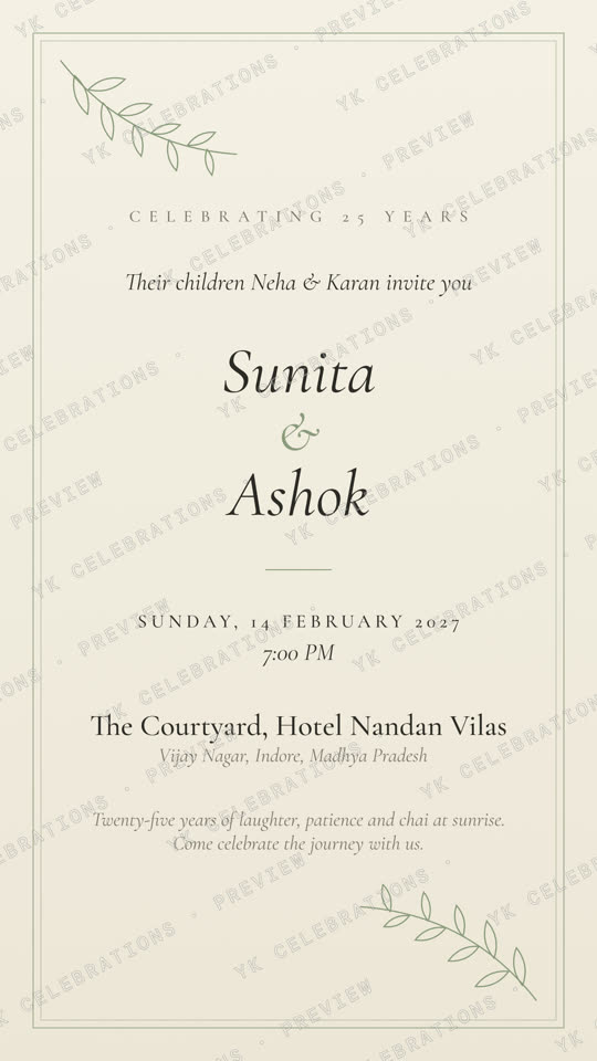 Ivory Vows: watermarked Anniversary invitation preview