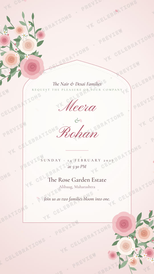 Gulabi Bagh (Minimal Editorial): watermarked Wedding invitation preview