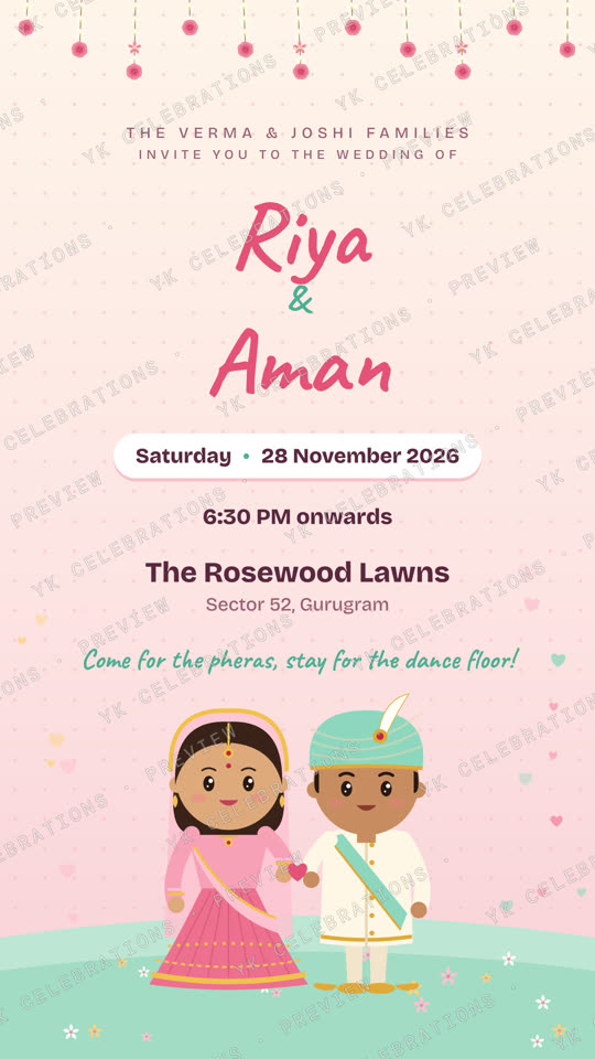 Little Dulhan Dulha: watermarked Wedding invitation preview