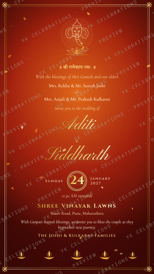 Shri Ganesh Vandana: watermarked Wedding invitation preview