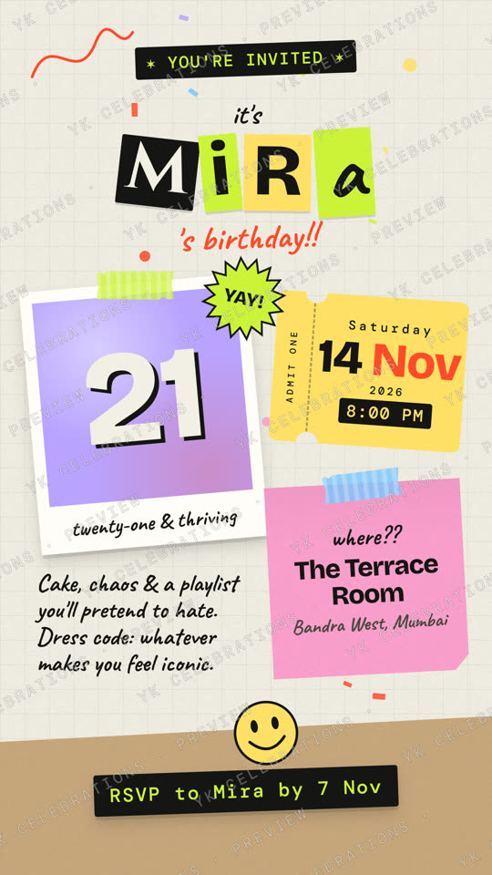 Cut & Paste: watermarked Birthday invitation preview
