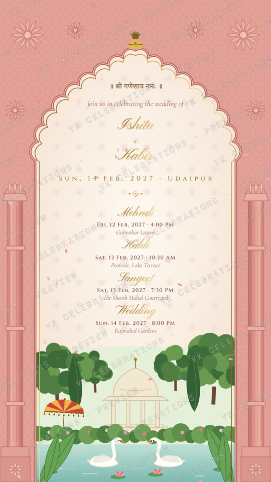 Gulabi Bagh (Royal Indian): watermarked Wedding invitation preview