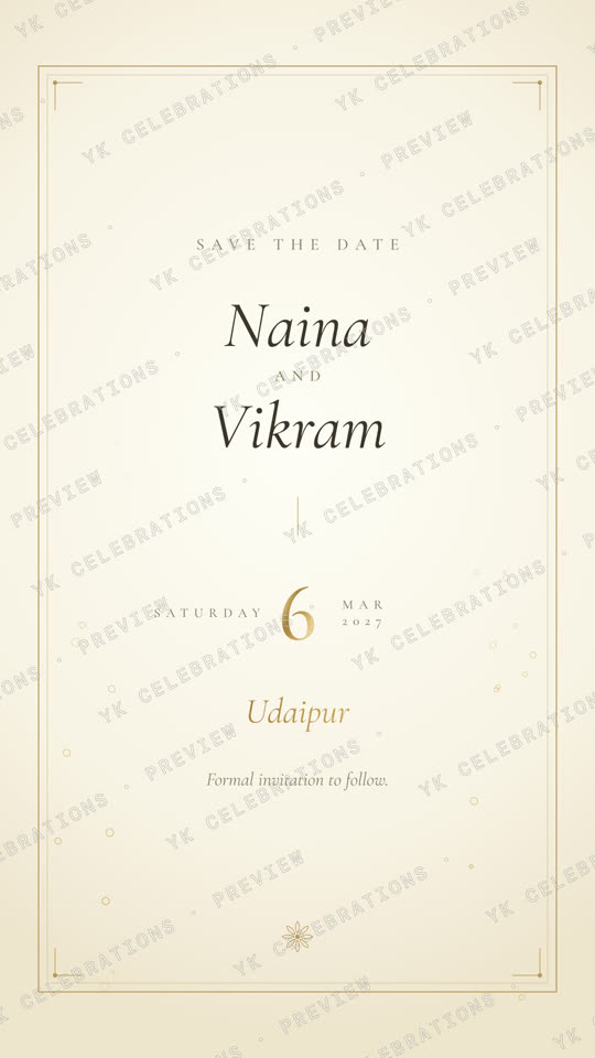 Champagne Hour: watermarked Save the Date invitation preview