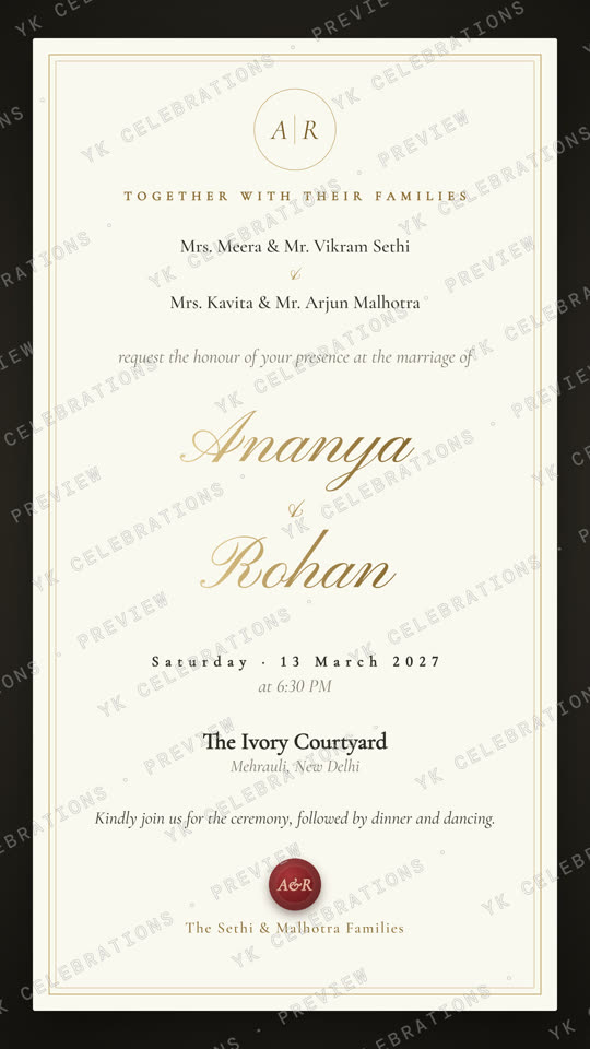 The Sealed Letter: watermarked Wedding invitation preview