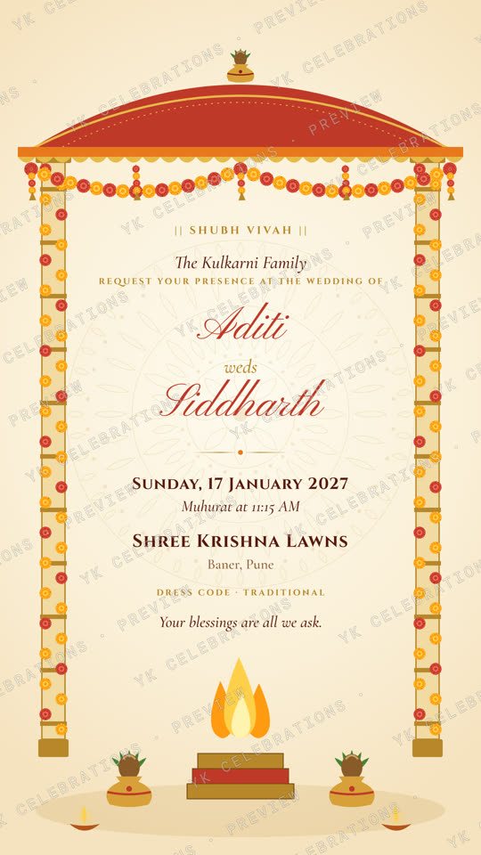 Shubh Mandap: watermarked Wedding invitation preview