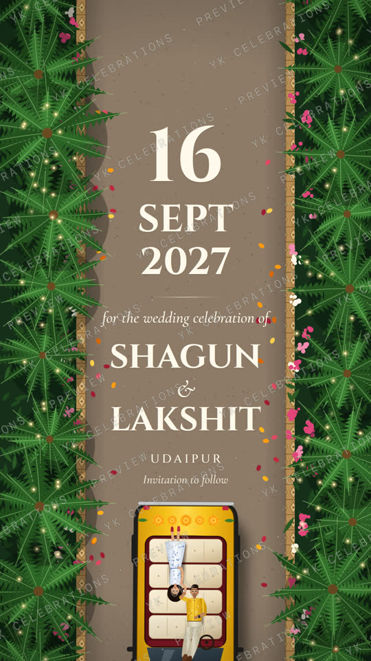 Phoolon Wali Taxi: watermarked Save the Date invitation preview