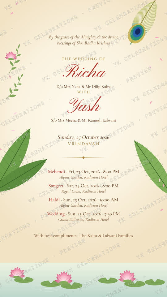 Vrindavan Leela: watermarked Wedding invitation preview
